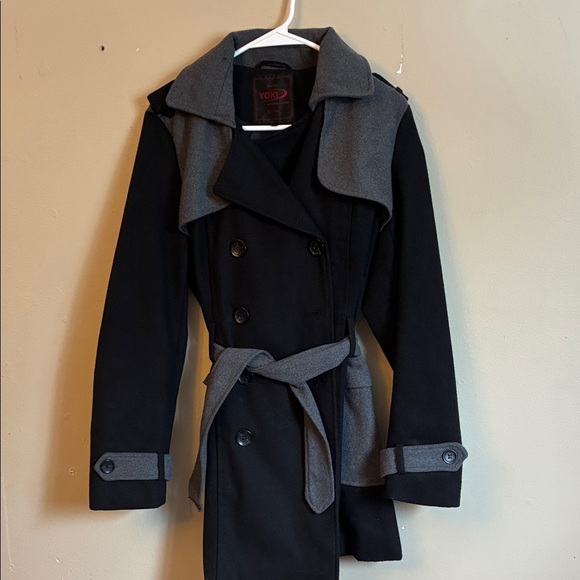Yoki Jackets & Blazers - Yoki Women's Elegant Black and Gray Trench Coat